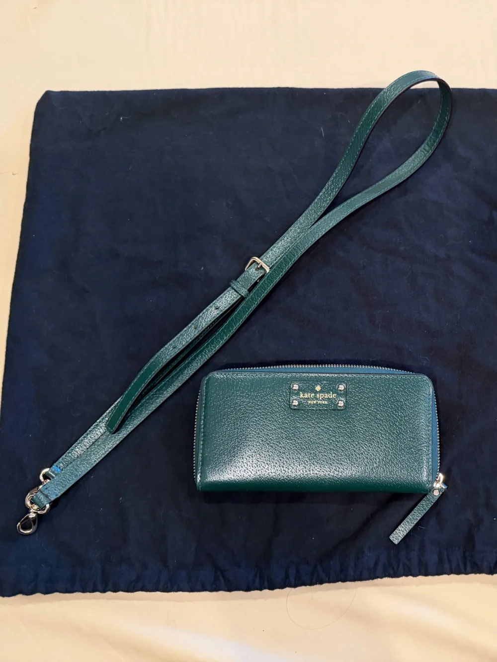 Kate Spade Forest Green Pebbled Leather Satchel & Wallet